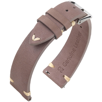 Oily Leather Vintage Leder V-Stitch Uhrenarmband Taupe