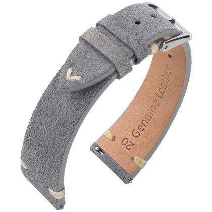 Wildleder Vintage Uhrenarmband V-Stitch Grau