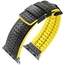 Apple Watch Uhrenarmband Hirsch Ayrton Schwarzes Leder Gelber Kautschuk