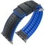 Apple Watch Uhrenarmband Hirsch Robby Schwarzes Leder Blauer Kautschuk
