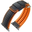 Apple Watch Uhrenarmband Hirsch Robby Schwarzes Leder Orangener Kautschuk
