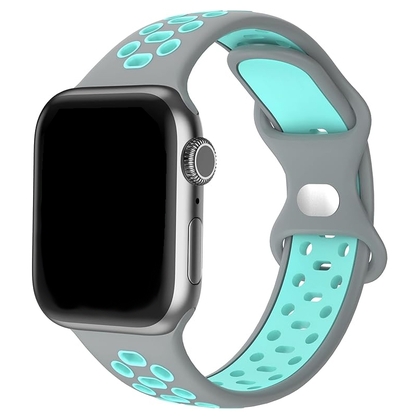 Apple Watch Sportives Uhrenarmband Gummi Grau Türkis