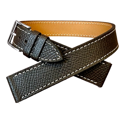 LIC Double Tour Typ Hermes Wickel Uhrenarmband Epsom Kalbsleder Schokoladebraun