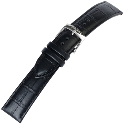 Seiko Uhrenband Alligatorgrain Kalbsleder Schwarz