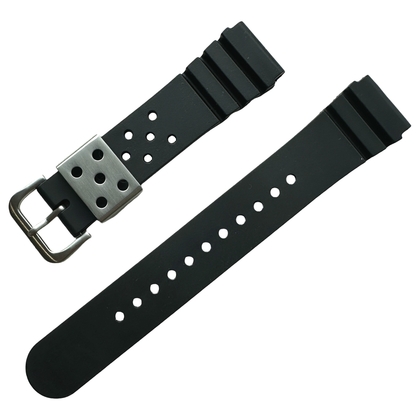 Seiko Style Flat Vent GL831 PU SS Uhrenarmband Schwarz - 22mm