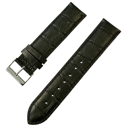 Edox Alligatorgrain Uhrenarmband Kalbsleder mit Schliesse Schwarz