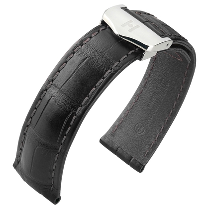 Uhrenarmband für TAG Heuer Faltschliesse - Hirsch Speed Louisiana Alligator Schwarz