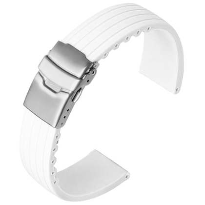 Silikon Gummi Uhrenarmband mit Faltschliesse - Weiss