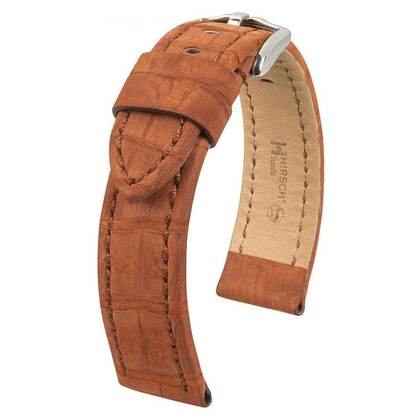 Hirsch Sueda Assolutamente Uhrenarmband Krokodil-Wildleder Goldbraun