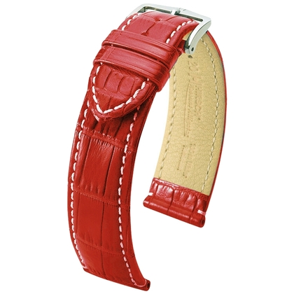 Hirsch Viscount II Alligator Uhrenarmband WR Halb-Matt Rot