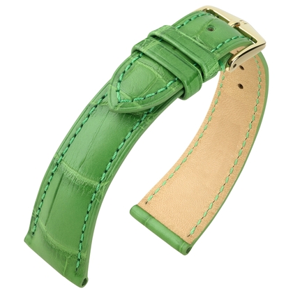 Hirsch Berlin Louisiana Alligator Uhrenarmband Matt Hellgrün