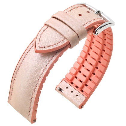 Hirsch Lindsey Performance Uhrenarmband Leder Rosa / Kautschuk Aprikose