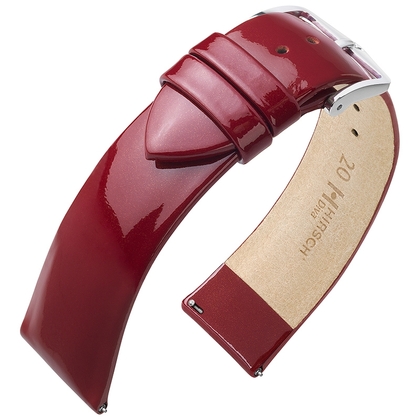 Hirsch Diva Uhrenarmband Lackleder Kalbsleder Weinrot