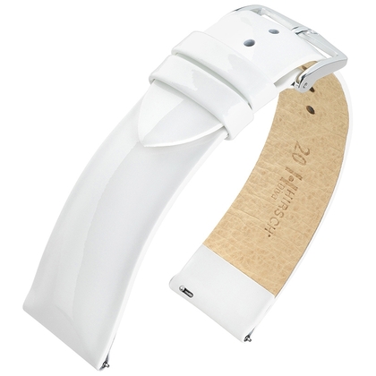 Hirsch Diva Uhrenarmband Lackleder Kalbsleder Weiss