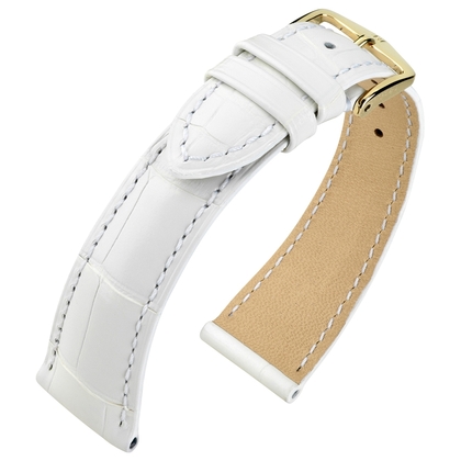 Hirsch Berlin Louisiana Alligator Uhrenarmband Matt Weiss