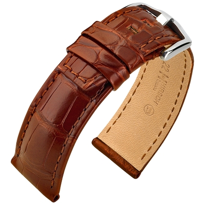 Hirsch Tritone Uhrenarmband Nilkrokodil Leder Halb-Matt Goldbraun