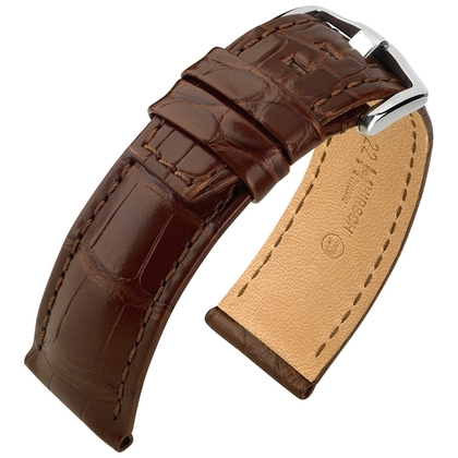 Hirsch Tritone Uhrenarmband Nilkrokodil Leder Halb-Matt Braun