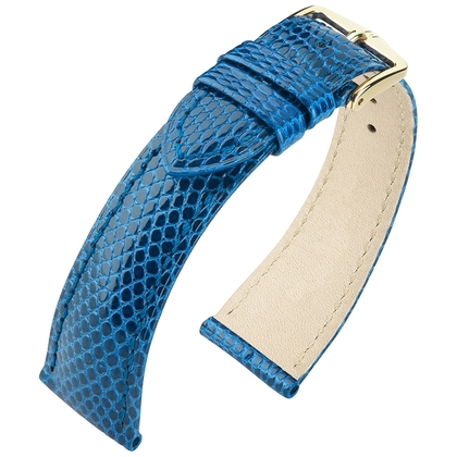 Hirsch Berlin Lizard Uhrenarmband Eidechsenleder Aqua - 18mm