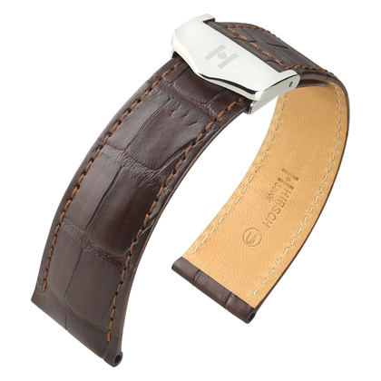 Uhrenarmband für Cartier Tank mit Faltschliesse - Hirsch Savoir Louisiana Alligator Dunkelbraun