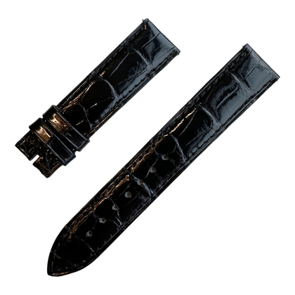 Original Jaeger-LeCoultre Uhrenarmband Glänzend Schwarzes Alligatorleder 17/16 mm