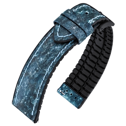 Hirsch Stone Performance Uhrenarmband Schiefer / Kautschuk - Blau