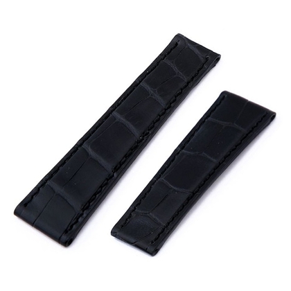 Happel RLX Uhrenarmband für Rolex Daytona Faltschliesse Alligatorleder Schwarz