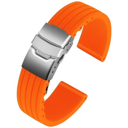 Silikon Gummi Uhrenarmband mit Faltschliesse - Orange - 20mm
