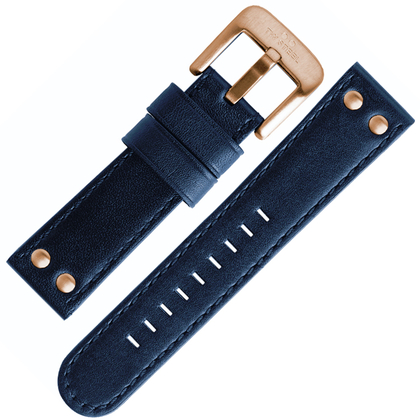 TW Steel Uhrenarmband Blau 24mm Schliesse roségoldfarbig - TW405, TW407, CE6001