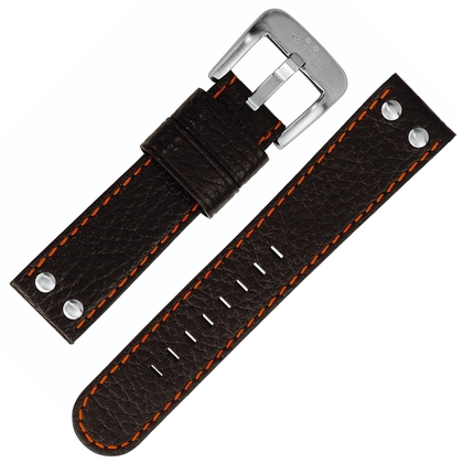 TW Steel Uhrenarmband Schwarz mit Orange-Roter Naht 22mm