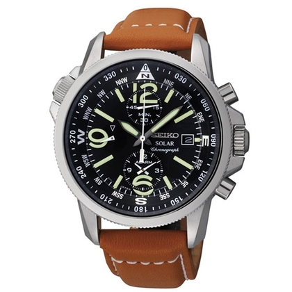 Seiko Solar Uhrenarmband SSC081P1 Leder Braun