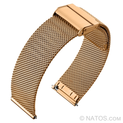 Milanaise Mesh Uhrenarmband 0.6 Fein Gewebter Stahl Rosegoldfarbig mit Sicherheitsverschluss