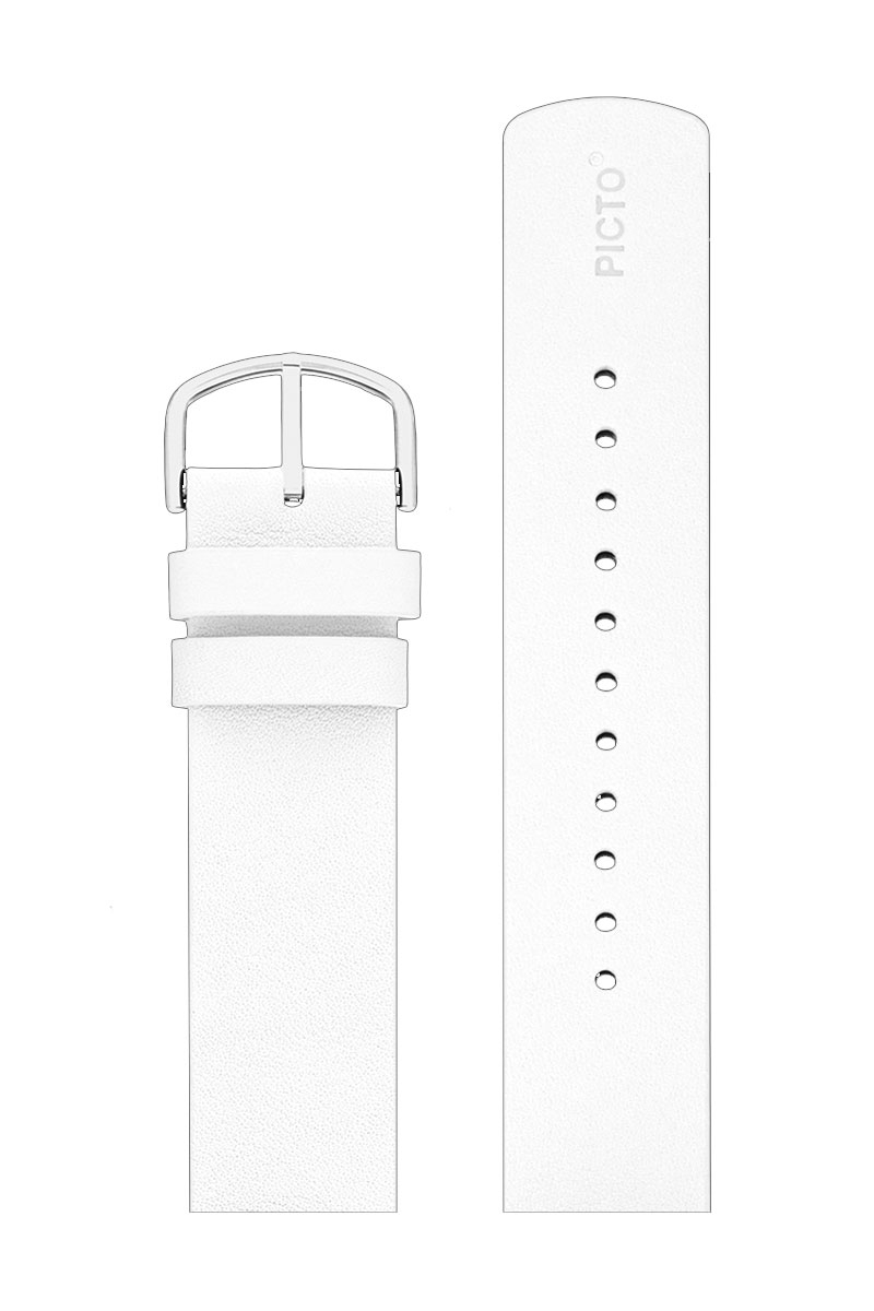 Picto Uhrenarmband Leder Weiss 20mm