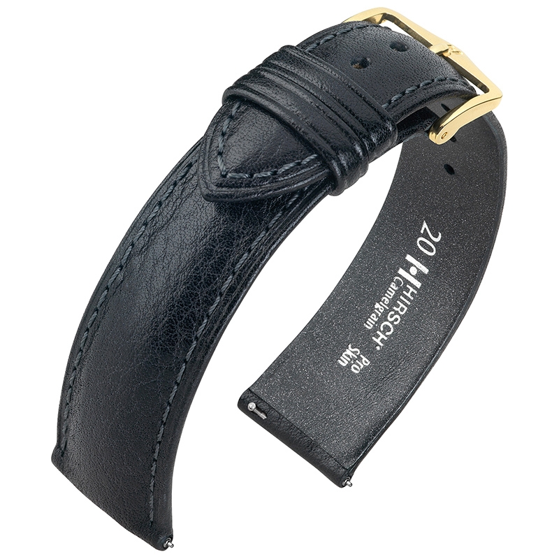 Hirsch Camelgrain Uhrenarmband Pro Skin Antiallergisch Schwarz
