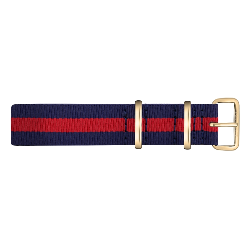 Paul Hewitt NATO Uhrenarmband Marineblau Rot mit Goldener Schliesse 20mm