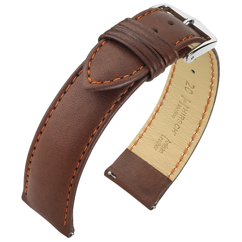 Hirsch Merino Uhrenarmband Nappa Leder Braun