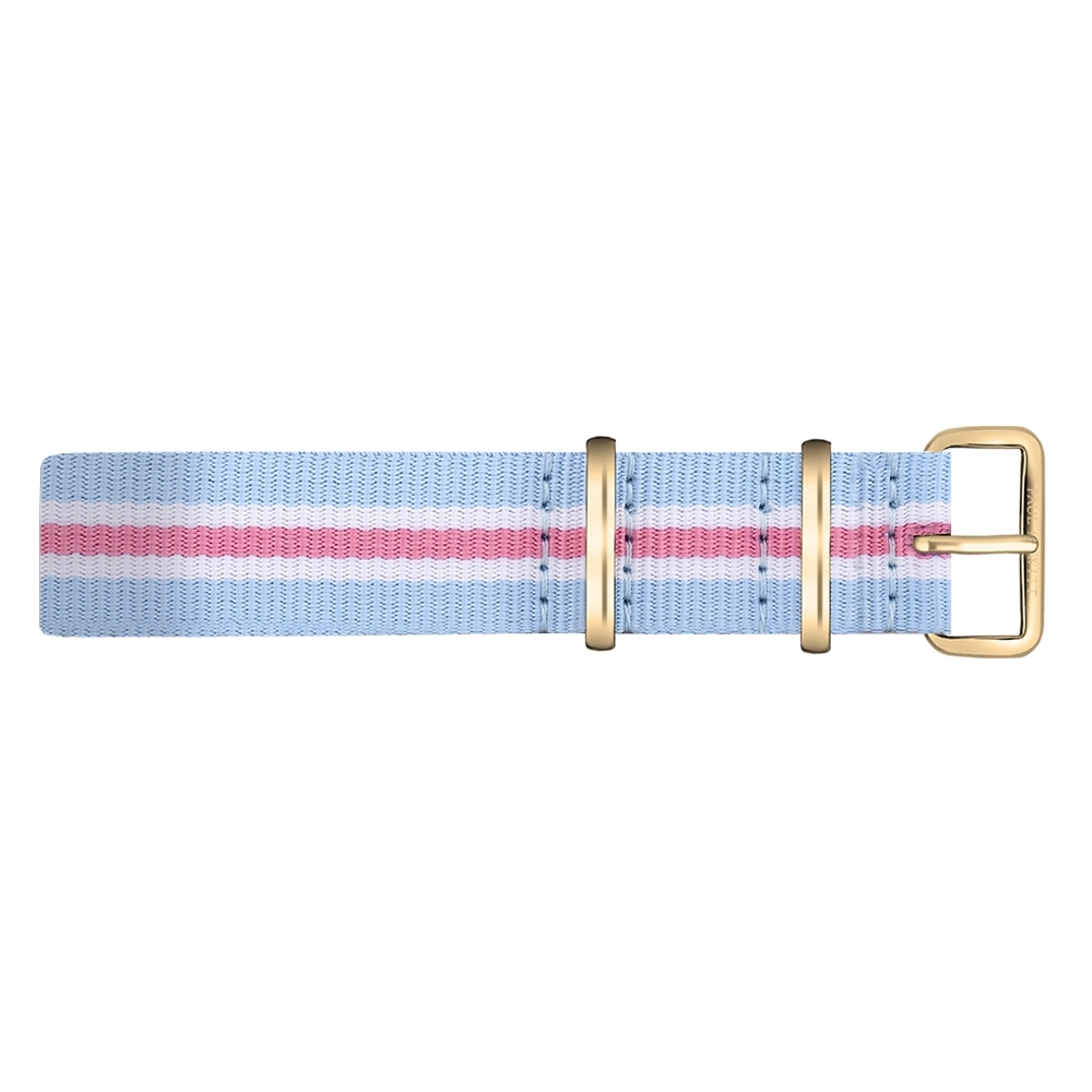 Paul Hewitt NATO Uhrenarmband Hellbleu Weiss Rosa mit Goldener Schliesse 20mm