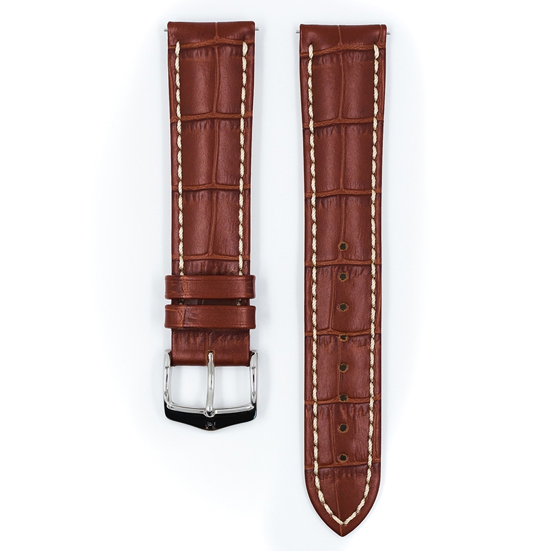 Hirsch Modena Uhrenarmband Alligatorgrain Goldbraun