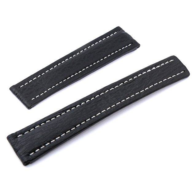 Happel BRT Uhrenarmband für Breitling Faltschliesse Haifischleder Schwarz