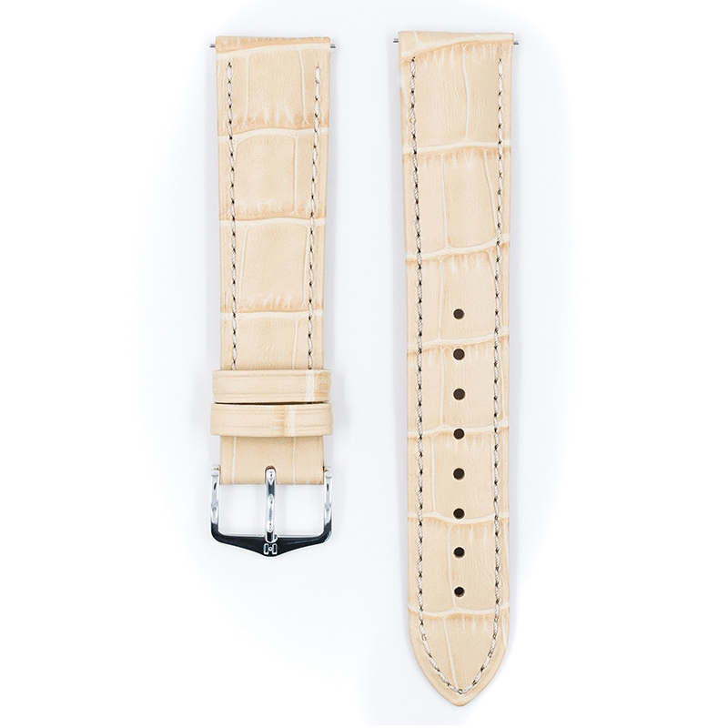 Hirsch Duke Uhrenarmband Alligatorgrain Beige