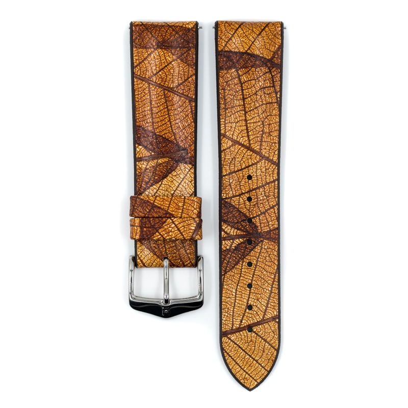 Hirsch Leaf Performance Uhrenarmband Echtes Blatt Braun / Kautschuk Braun