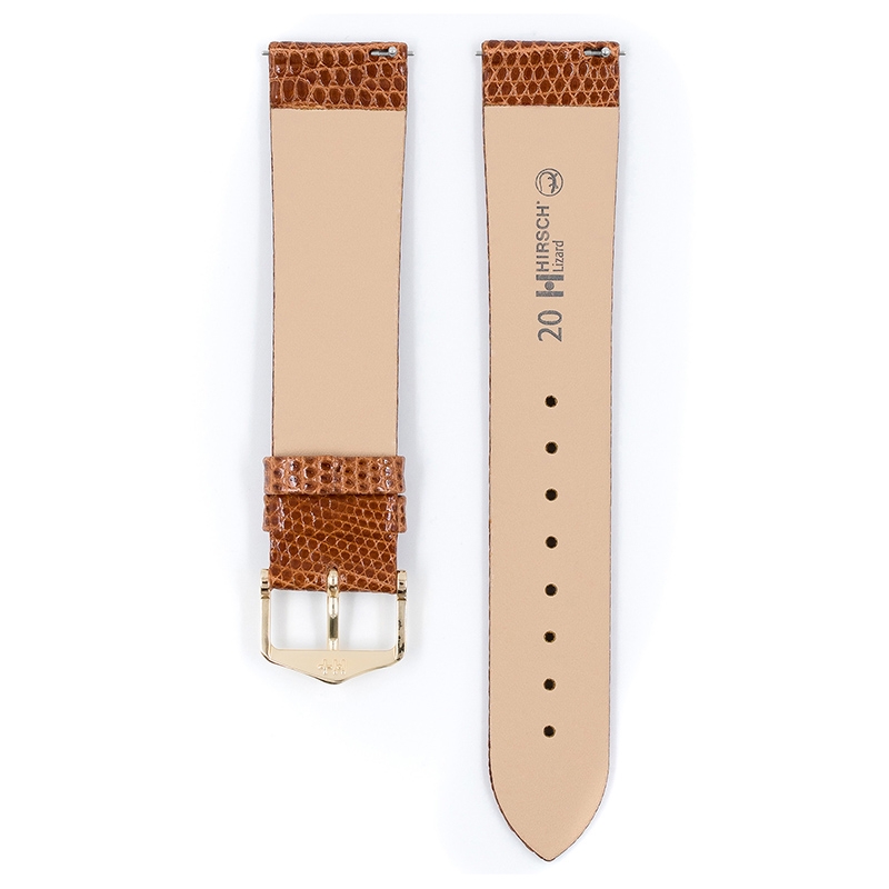 Hirsch Lizard Uhrenarmband Eidechsenleder Goldbraun