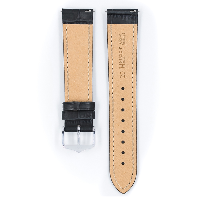 Hirsch Duke Uhrenarmband Alligatorgrain Grau