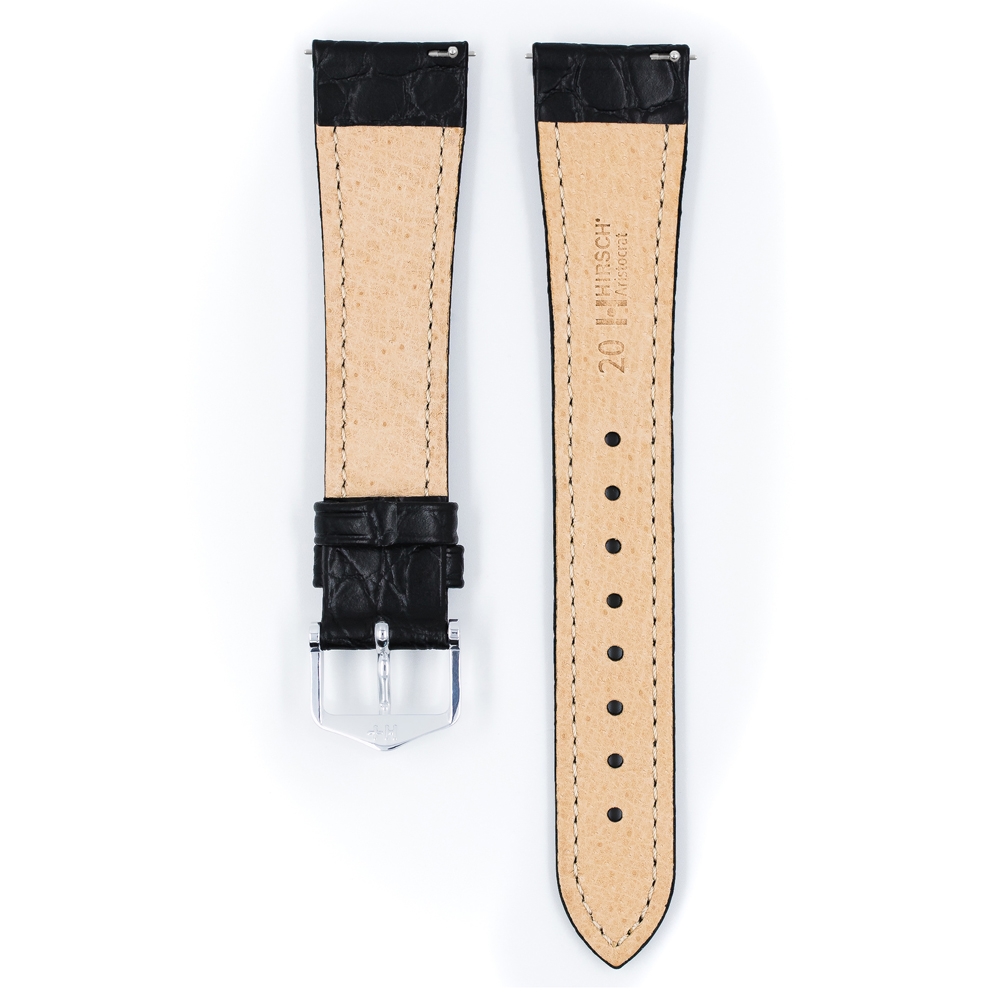 Hirsch Aristocrat Uhrenarmband Crocograin Schwarz
