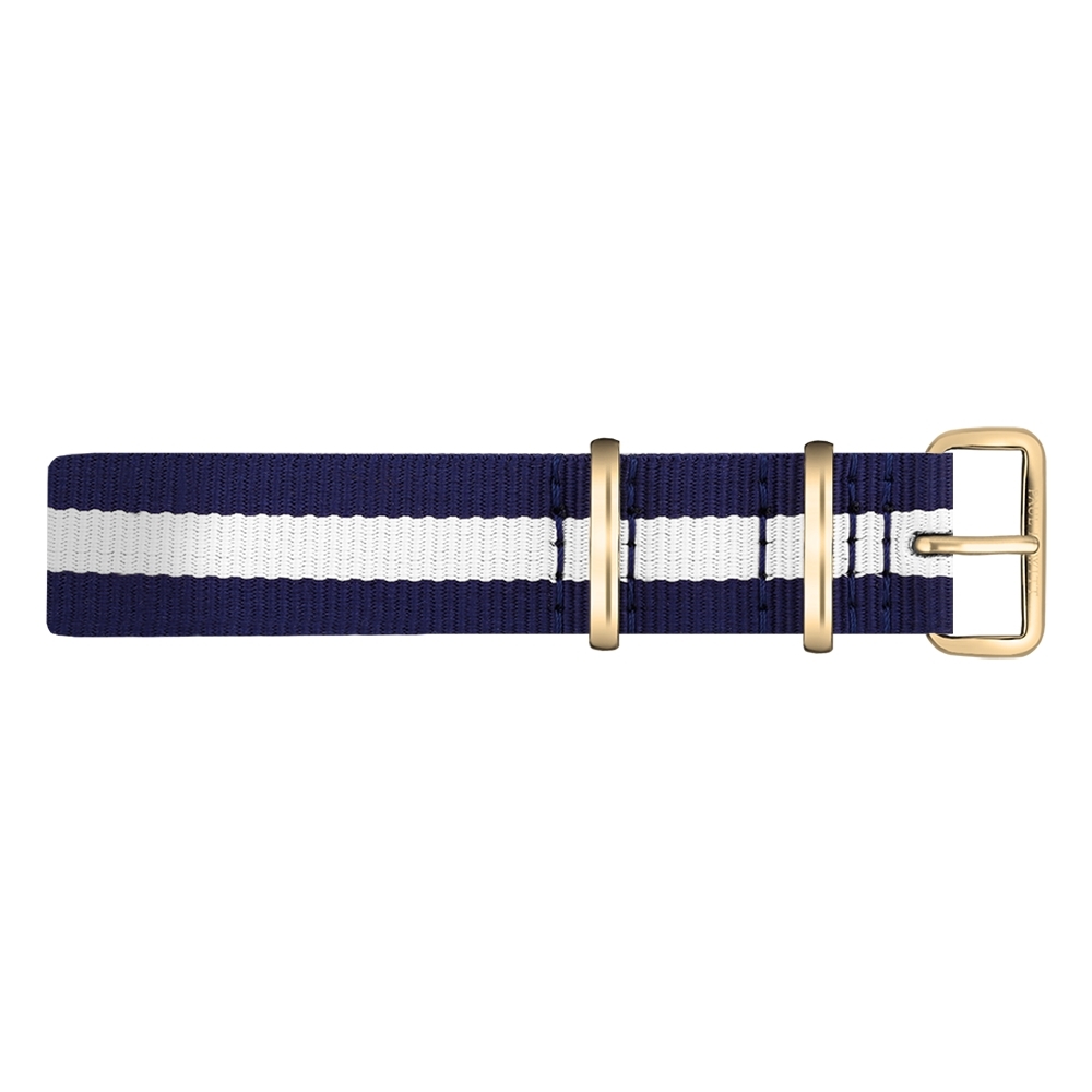Paul Hewitt NATO Uhrenarmband Marineblau Weiss mit Goldener Schliesse 20mm