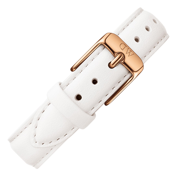 Daniel Wellington 14mm Petite Bondi Uhrenarmband Leder Weiss mit Roséschliesse