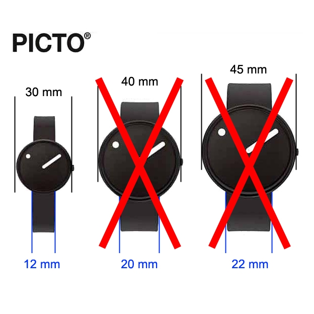 Picto Uhrenarmband Leder Schwarz 12mm