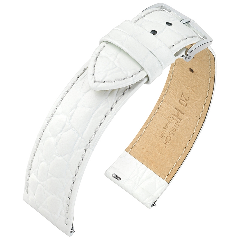 Hirsch Crocograin Uhrenarmband Weiss