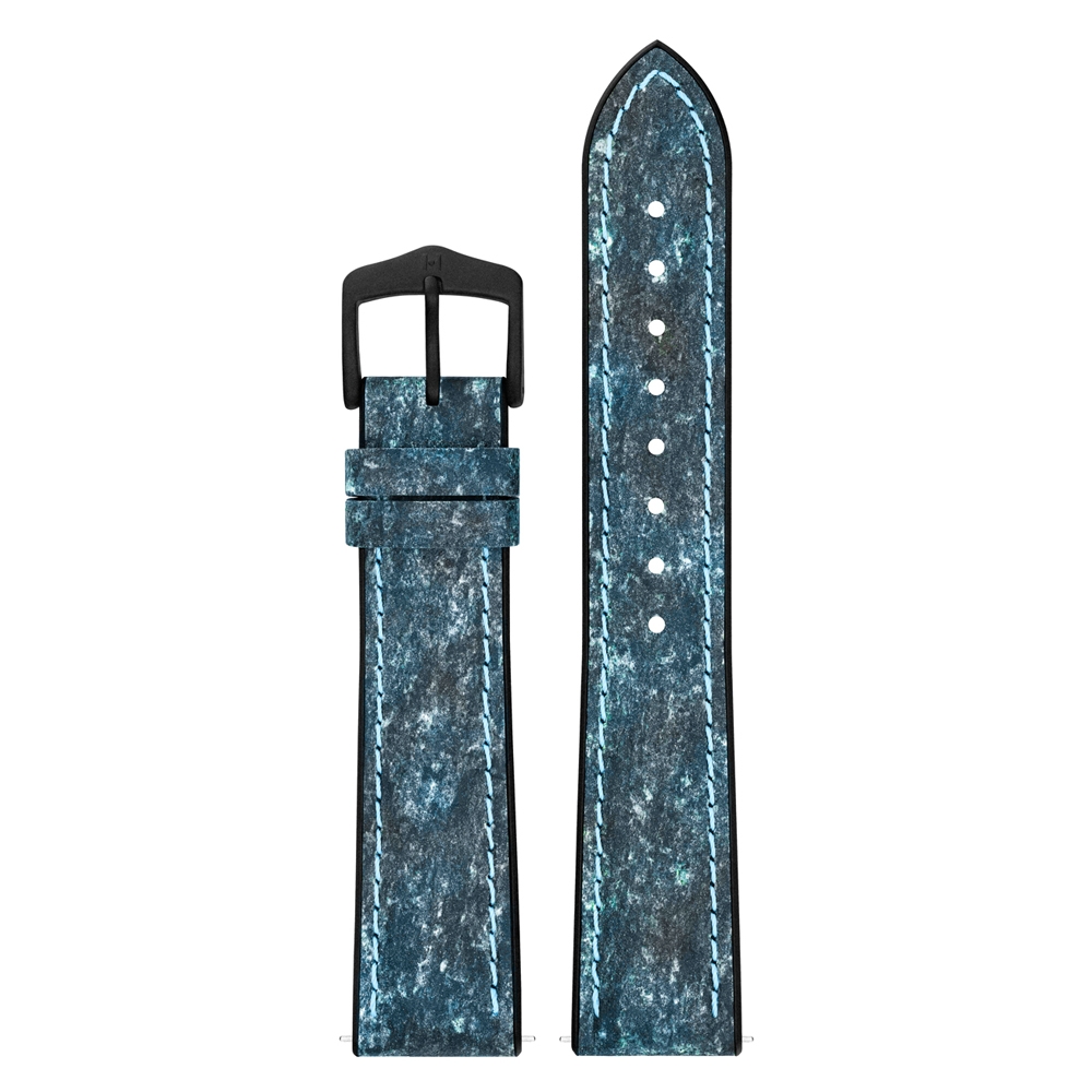 Hirsch Stone Performance Uhrenarmband Schiefer / Kautschuk - Blau