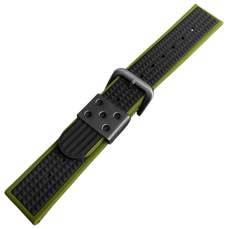 Waffle Strap Uhrenarmband Gummi Grün Schwarz
