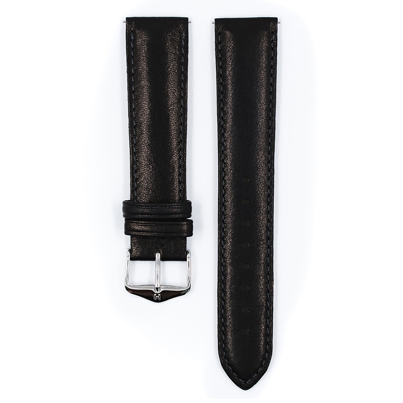 Hirsch Merino Uhrenarmband Nappa Leder Schwarz